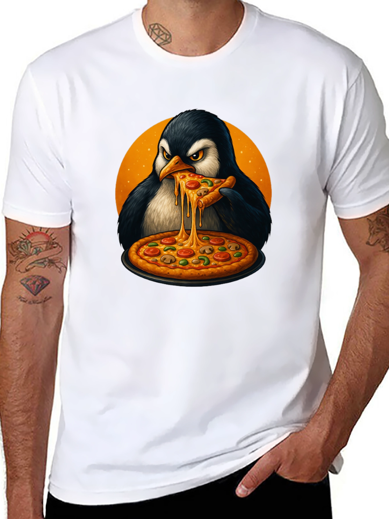 Penguin Pizza Lover T-Shirt - Cool Graphic Tee