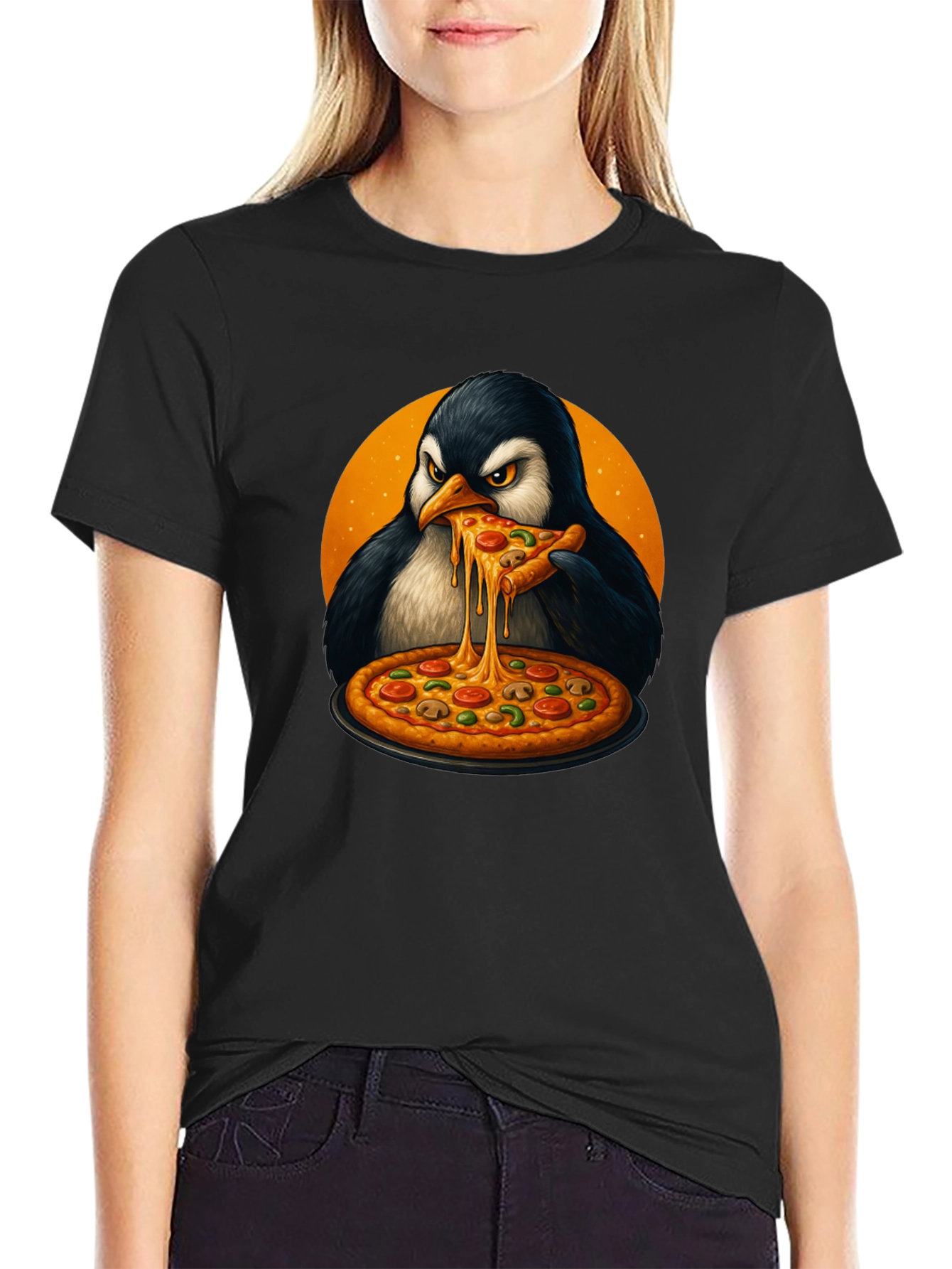 Penguin Pizza Lover T-Shirt - Cool Graphic Tee