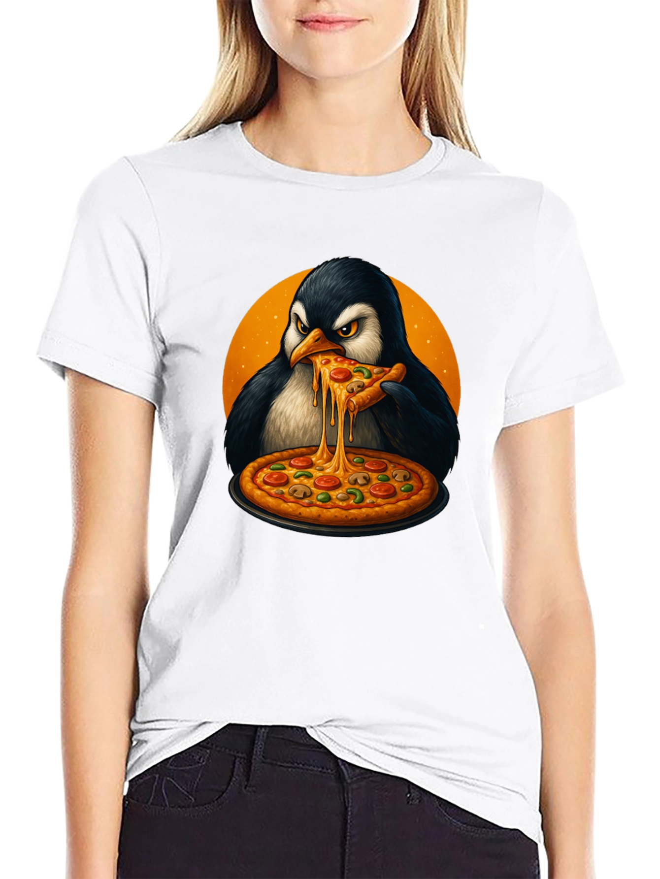 Penguin Pizza Lover T-Shirt - Cool Graphic Tee