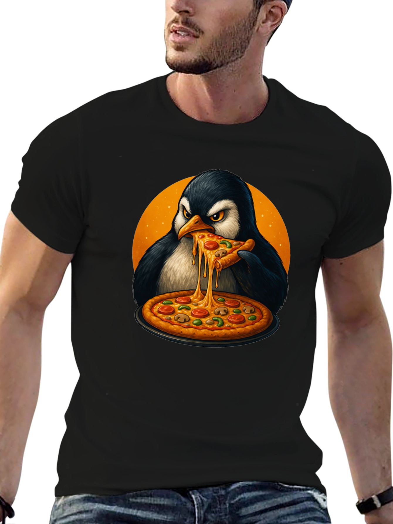 Penguin Pizza Lover T-Shirt - Cool Graphic Tee