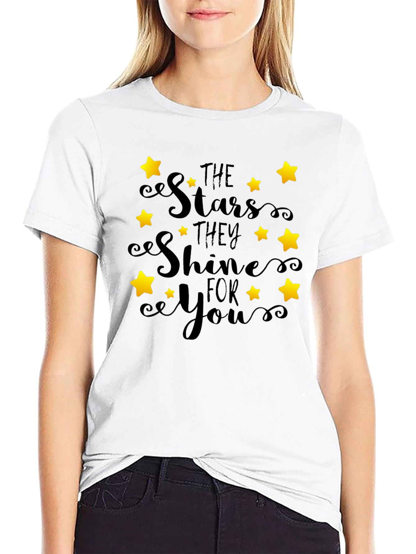 Stars Shine for You Black Graphic Tee