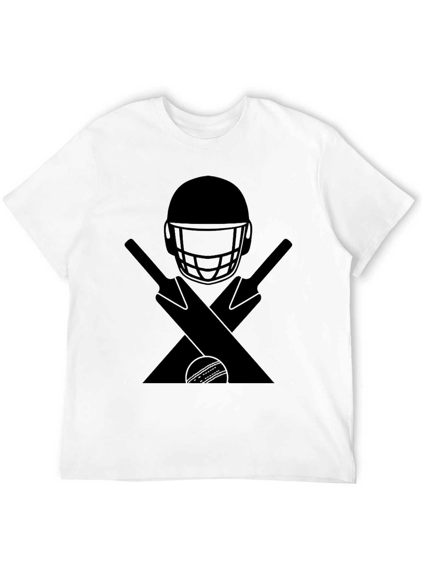 Cricket Helmet Bats & Ball Graphic Tee - Black