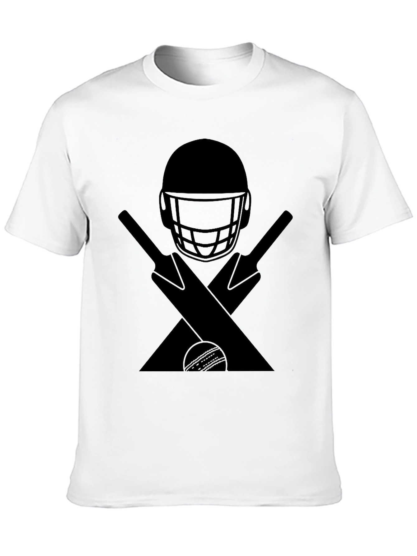 Cricket Helmet Bats & Ball Graphic Tee - Black