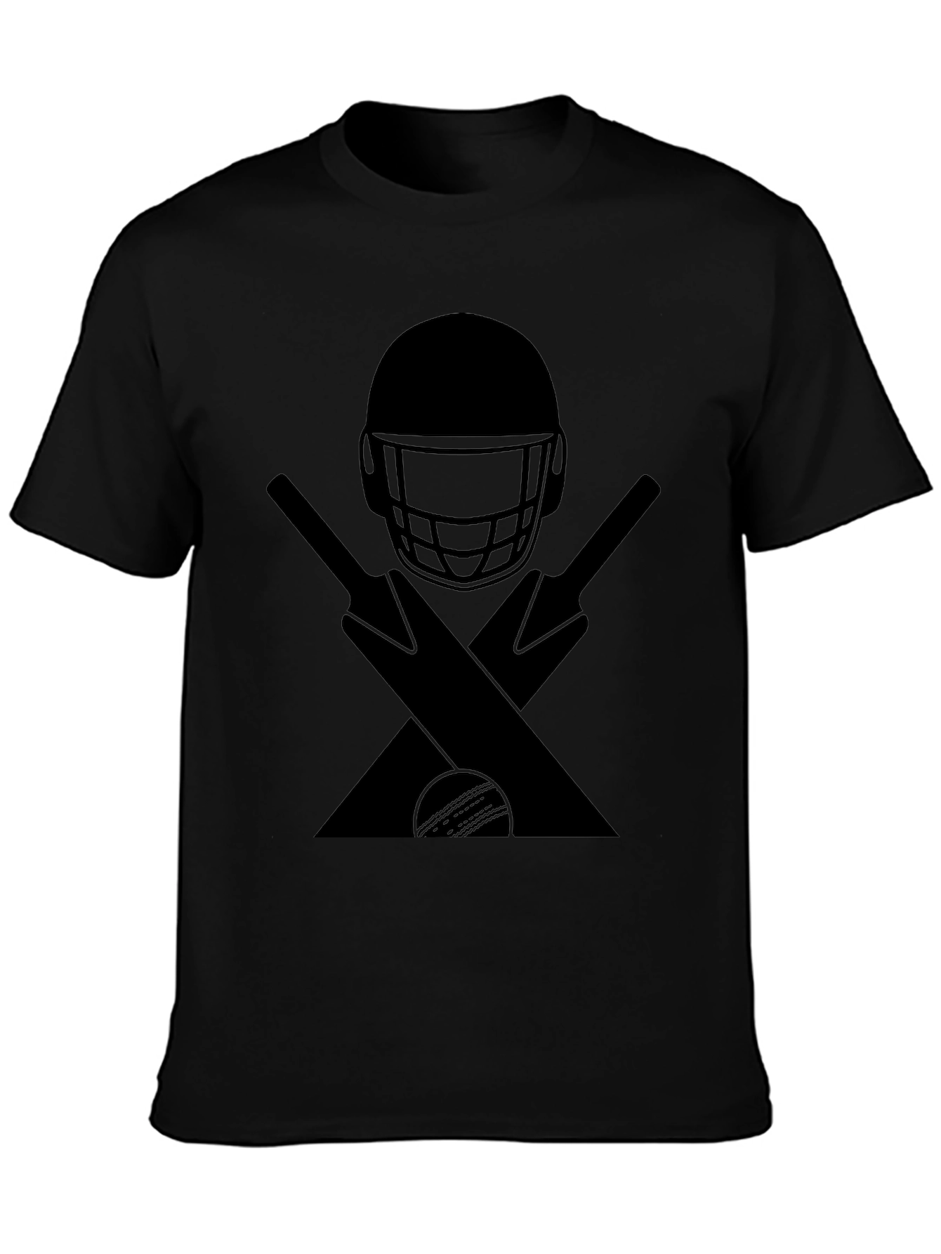 Cricket Helmet Bats & Ball Graphic Tee - Black