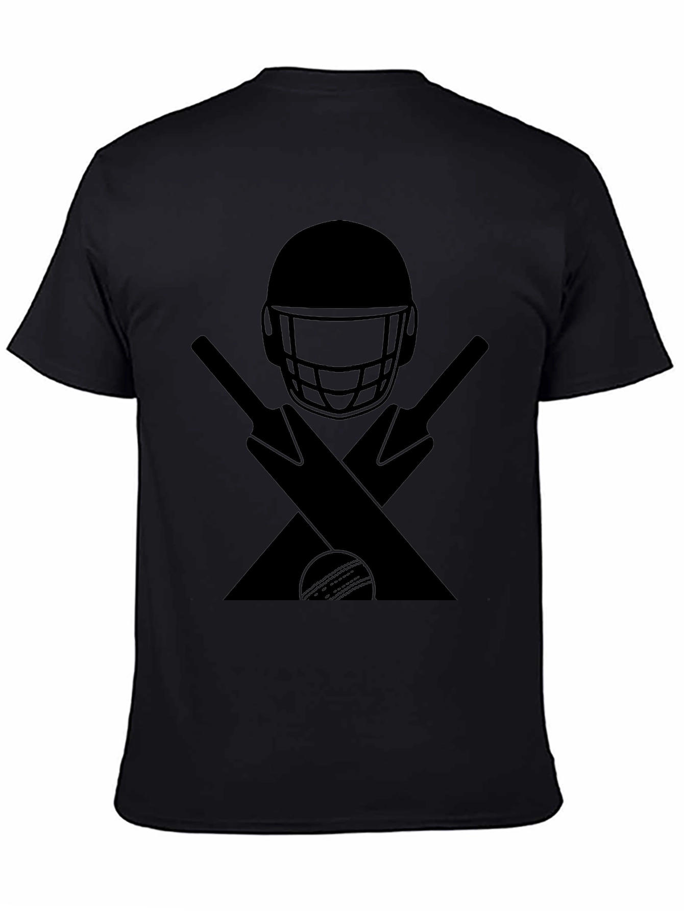 Cricket Helmet Bats & Ball Graphic Tee - Black