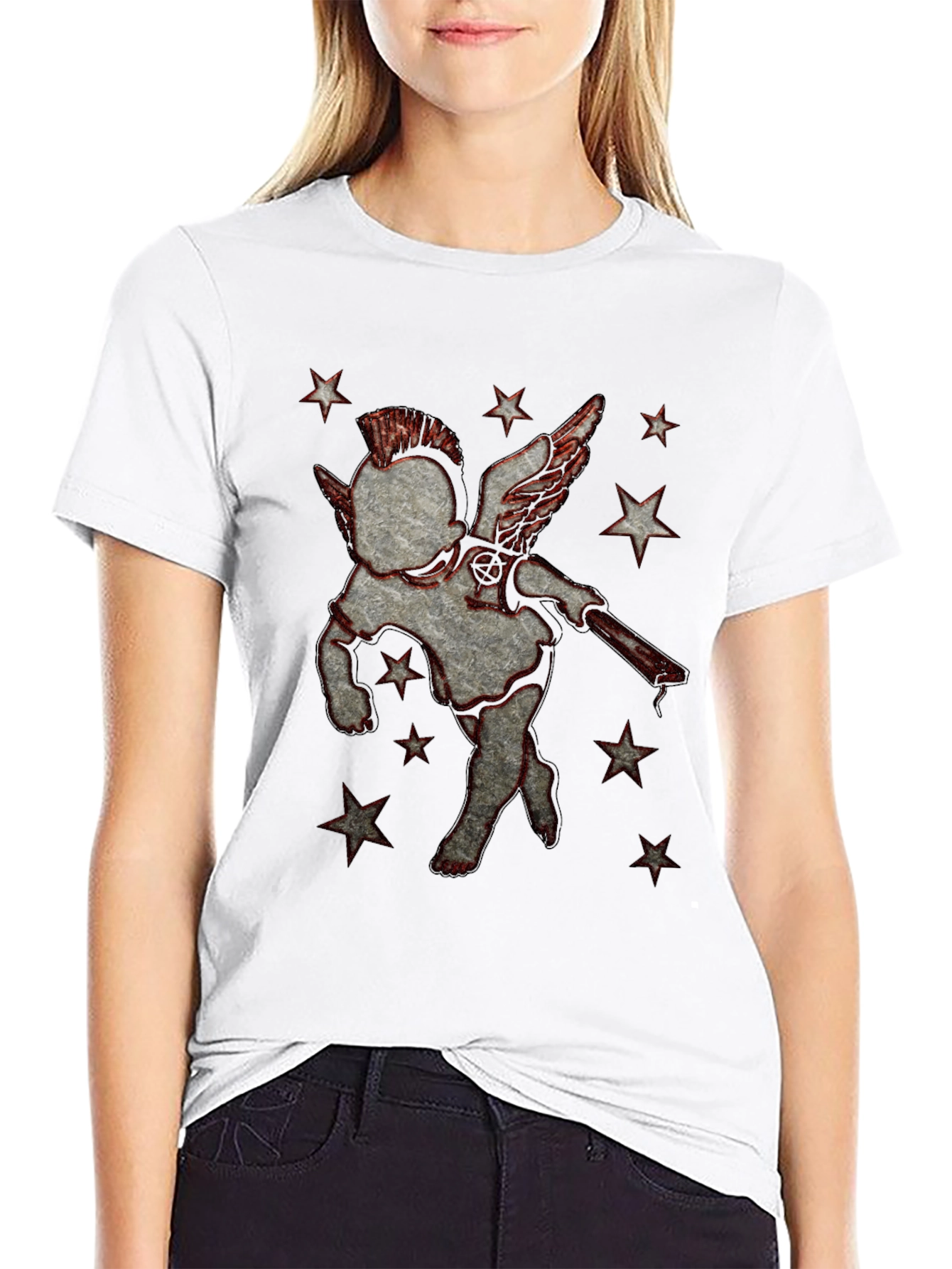 Punk Angel Graphic T-Shirt - Black Cotton Tee
