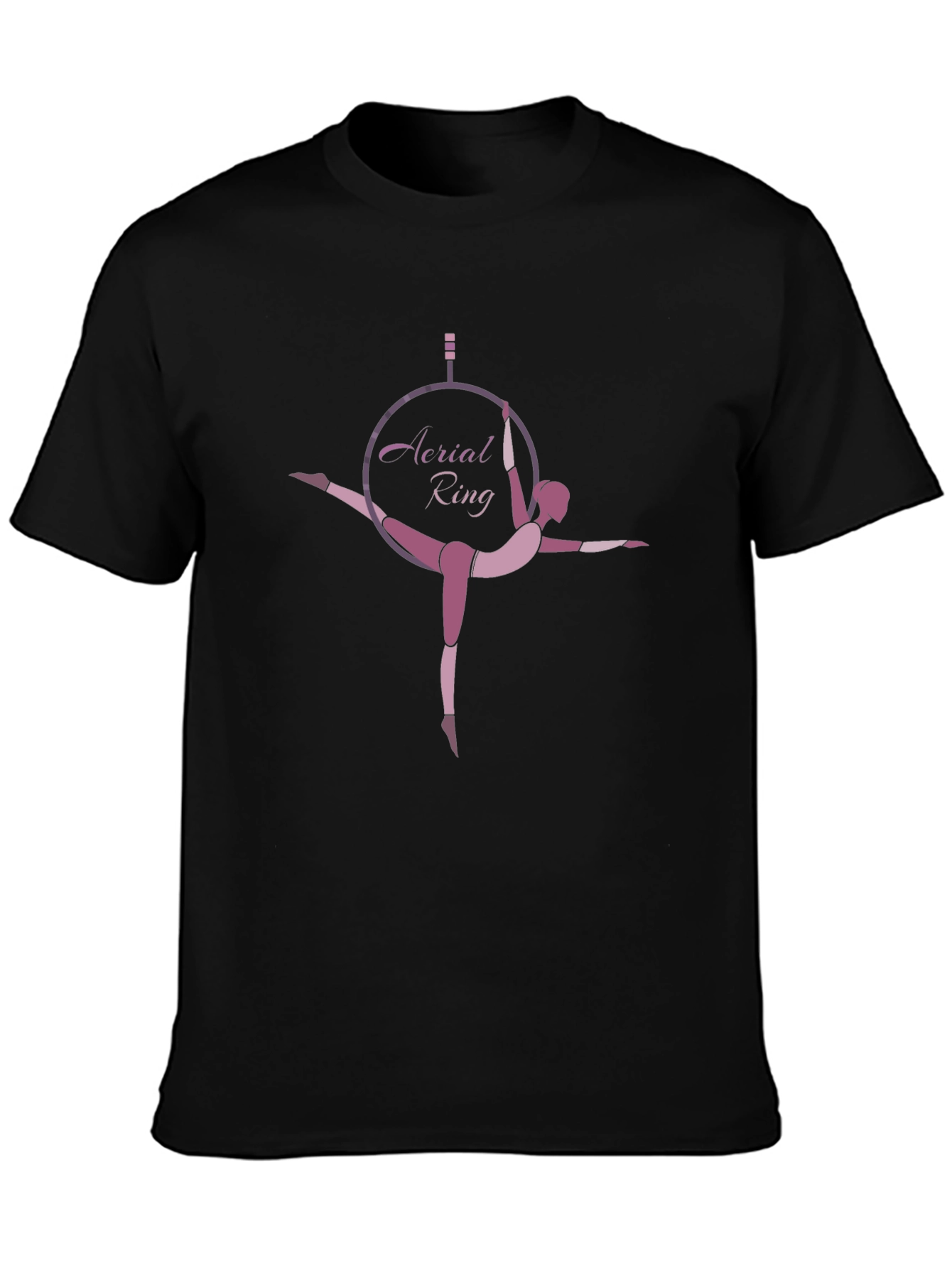 Aerial Ring Black T-Shirt for Gymnastics Enthusiasts