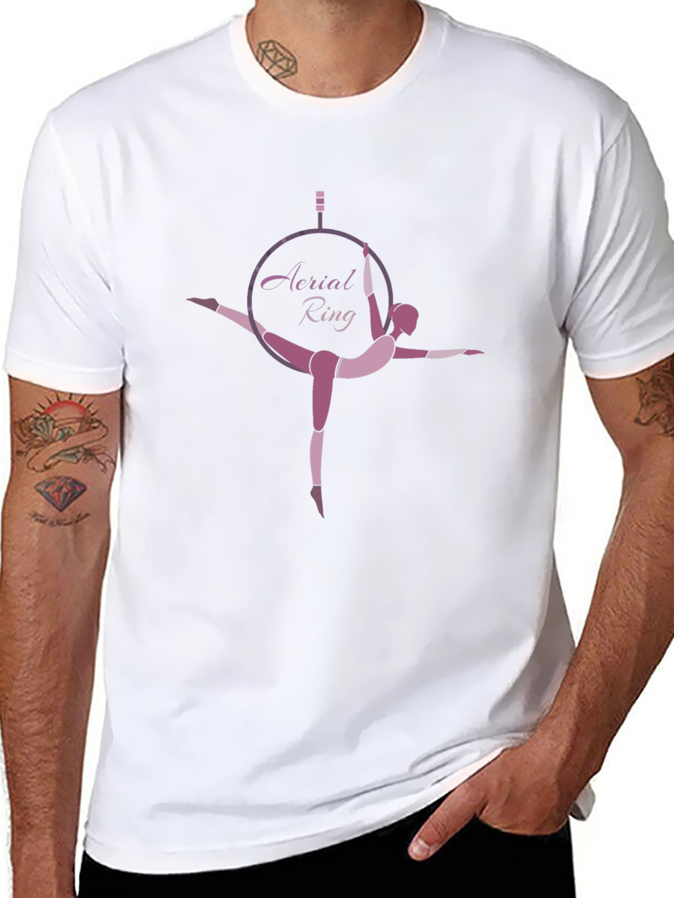 Aerial Ring Black T-Shirt for Gymnastics Enthusiasts