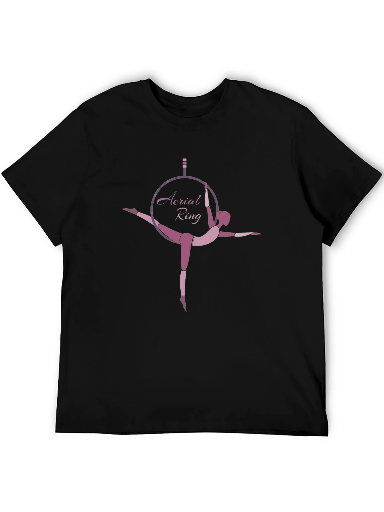 Aerial Ring Black T-Shirt for Gymnastics Enthusiasts