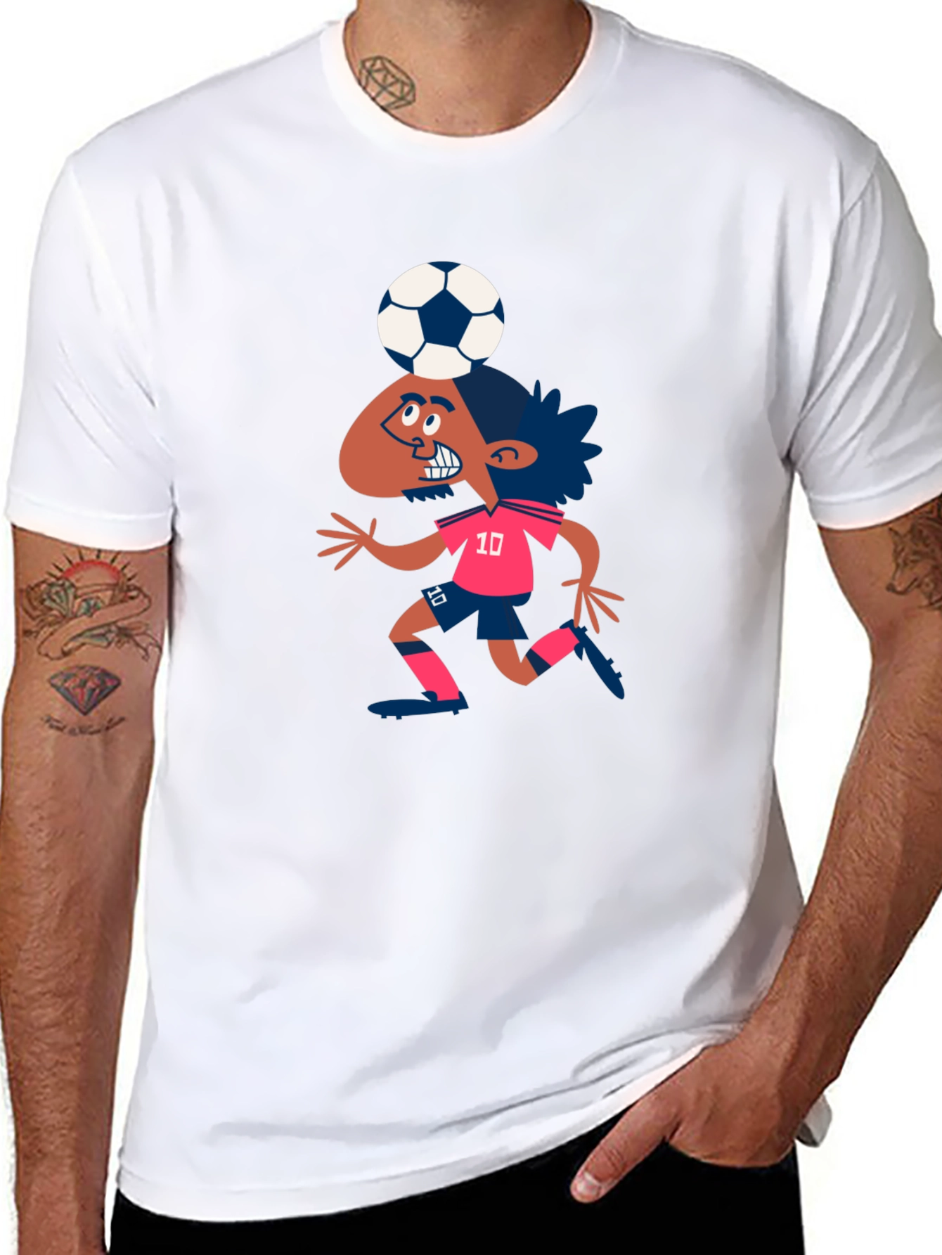 Cartoon Soccer Player Graphic T-Shirt