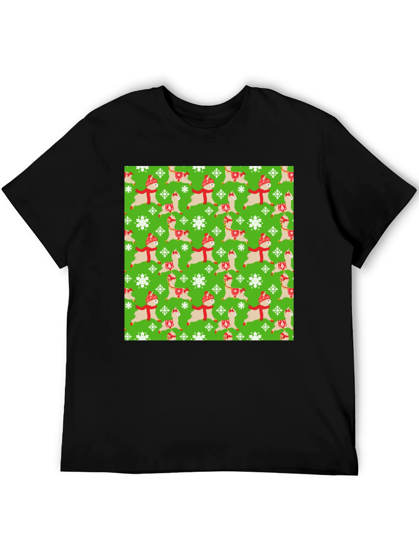 Festive Llama Christmas Pattern T-Shirt