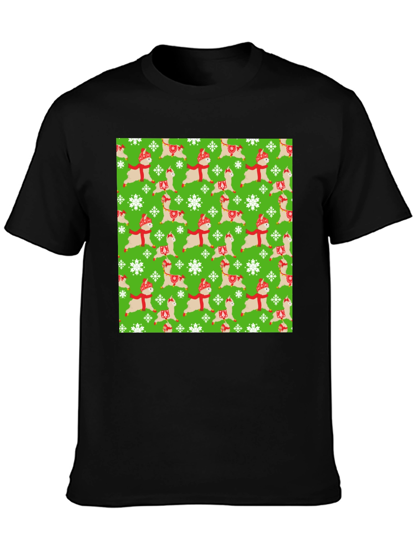 Festive Llama Christmas Pattern T-Shirt