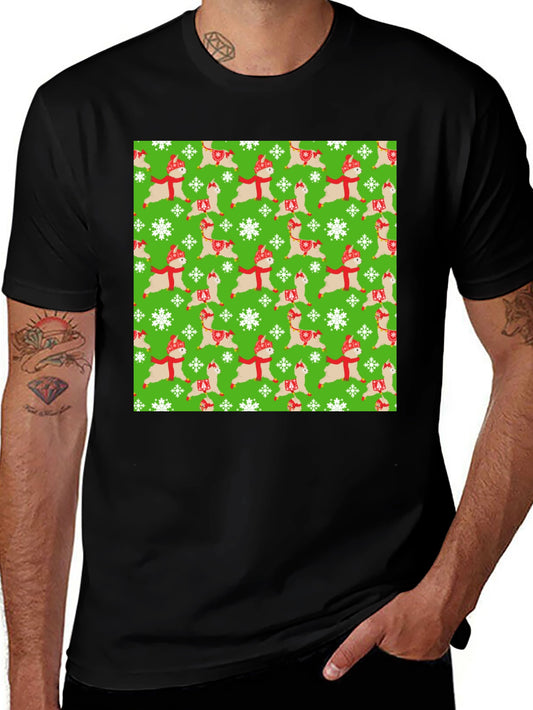 Festive Llama Christmas Pattern T-Shirt