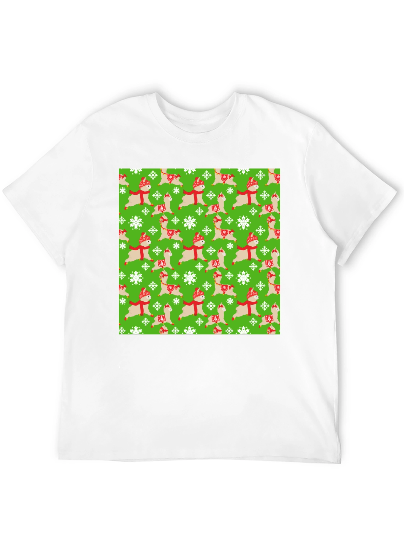Festive Llama Christmas Pattern T-Shirt