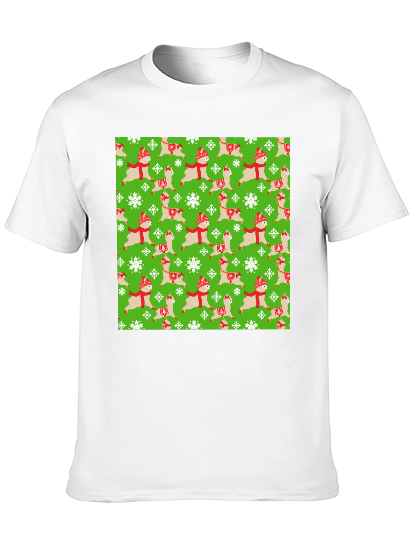 Festive Llama Christmas Pattern T-Shirt