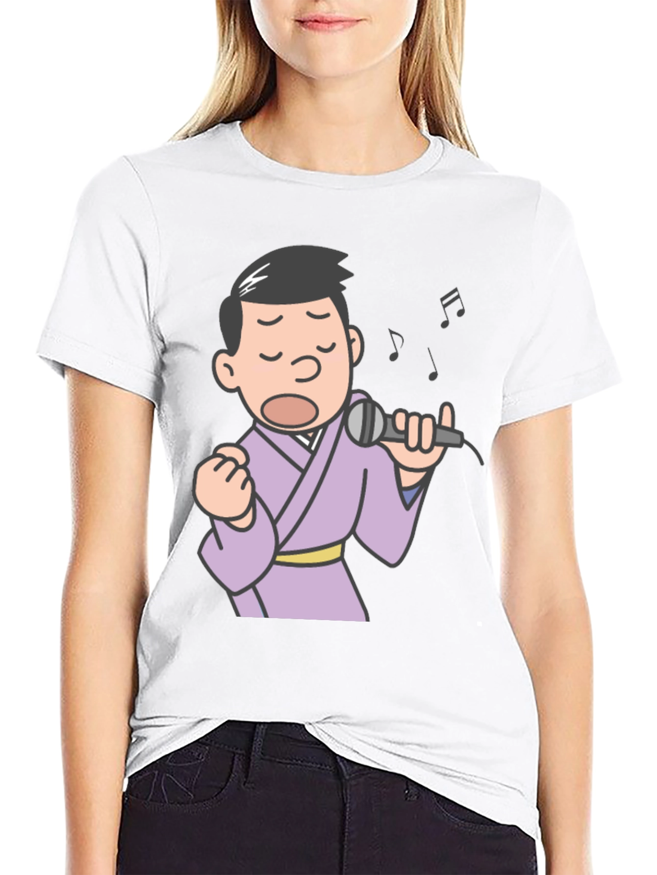 Singing Man Graphic Tee - Black Cotton T-Shirt