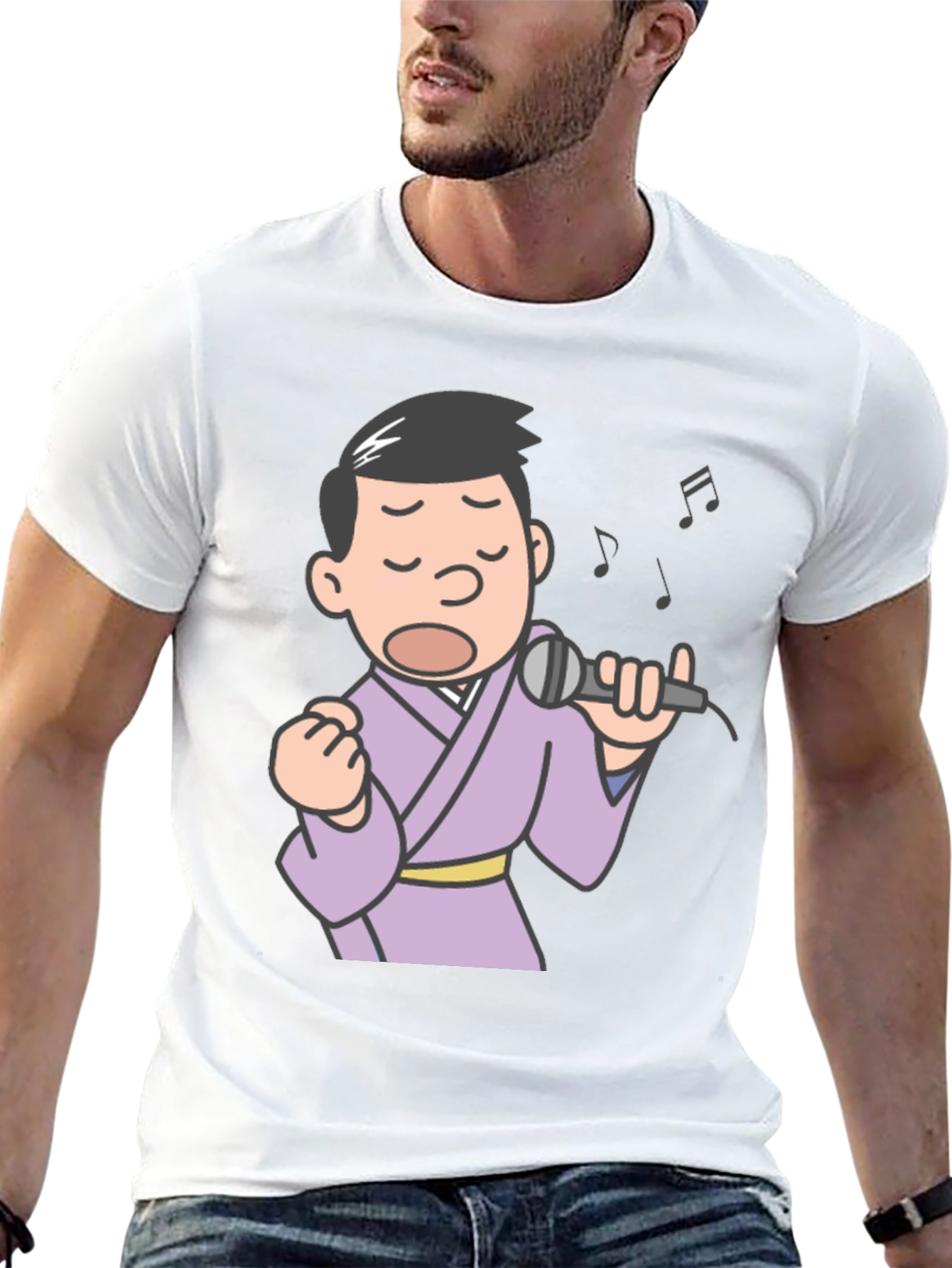 Singing Man Graphic Tee - Black Cotton T-Shirt