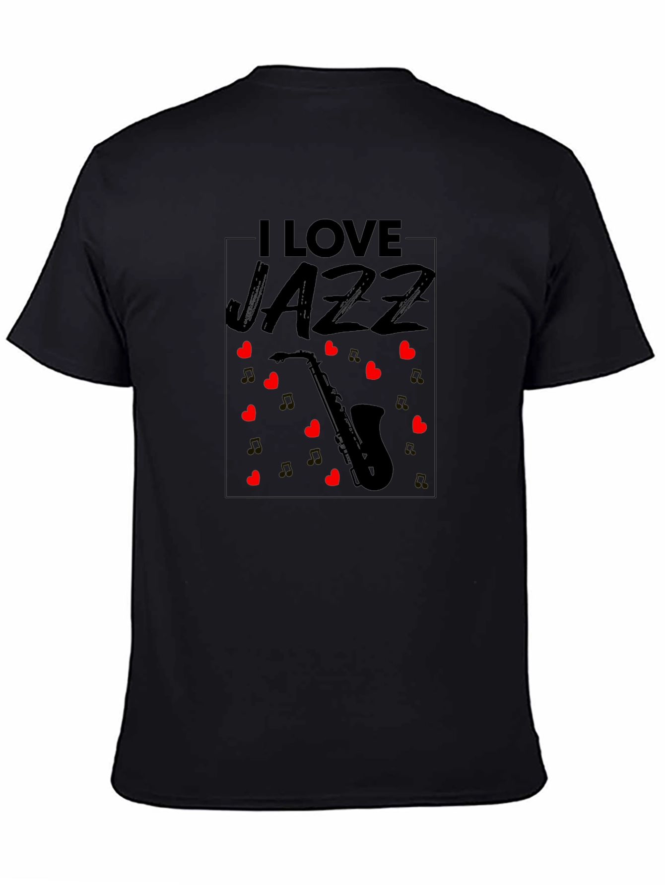 I Love Jazz Saxophone Black T-Shirt