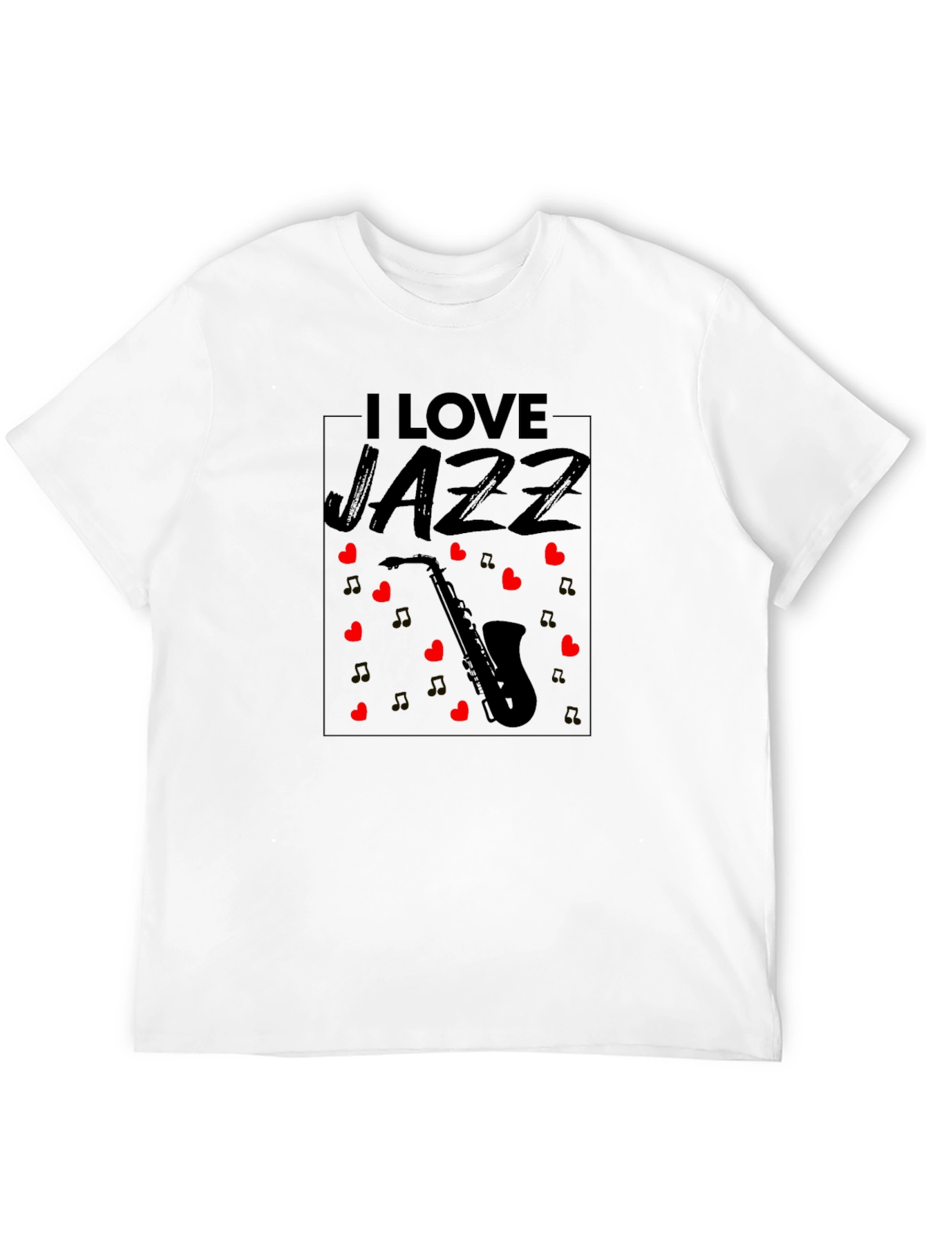 I Love Jazz Saxophone Black T-Shirt