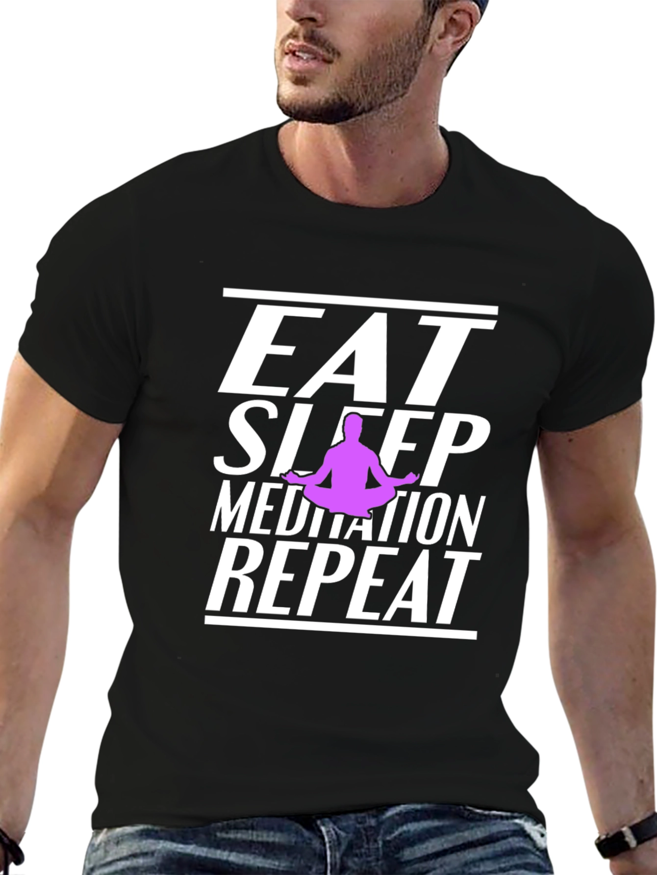 Eat Sleep Meditate Repeat Graphic T-Shirt