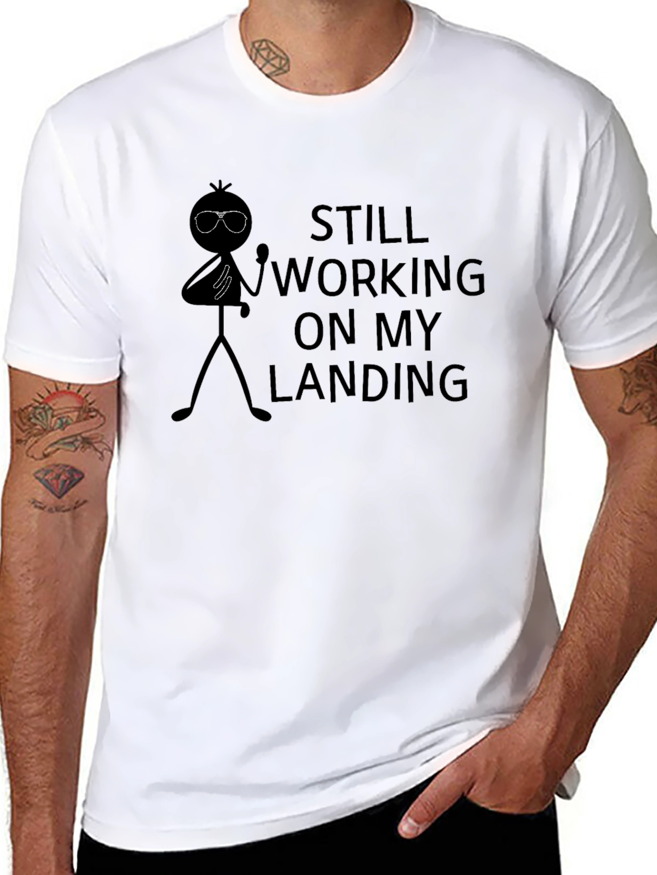 Still Working on My Landing Stick Figure T-Shirt