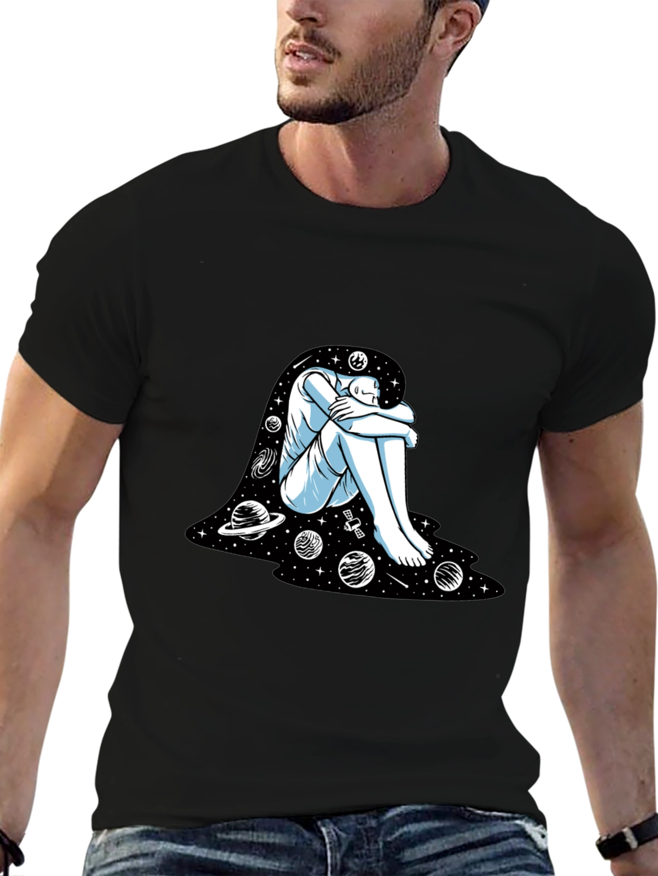 Cosmic Dreamer Graphic Tee - Black