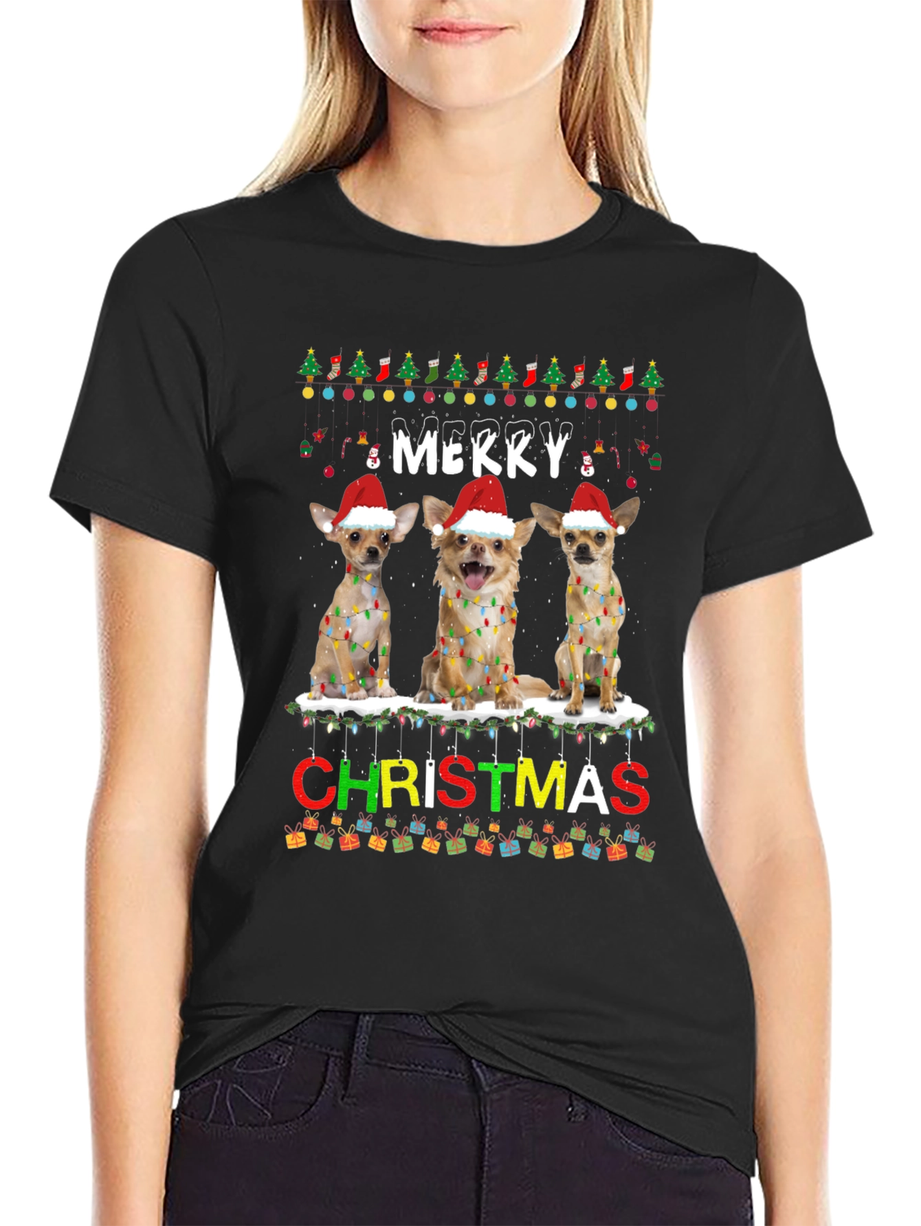 Merry Christmas Chihuahua Dog T-Shirt