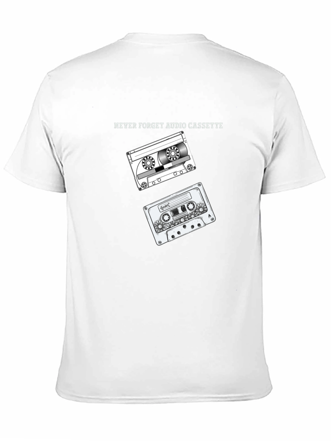 Retro Audio Cassette Graphic Tee - Black Cotton T-Shirt