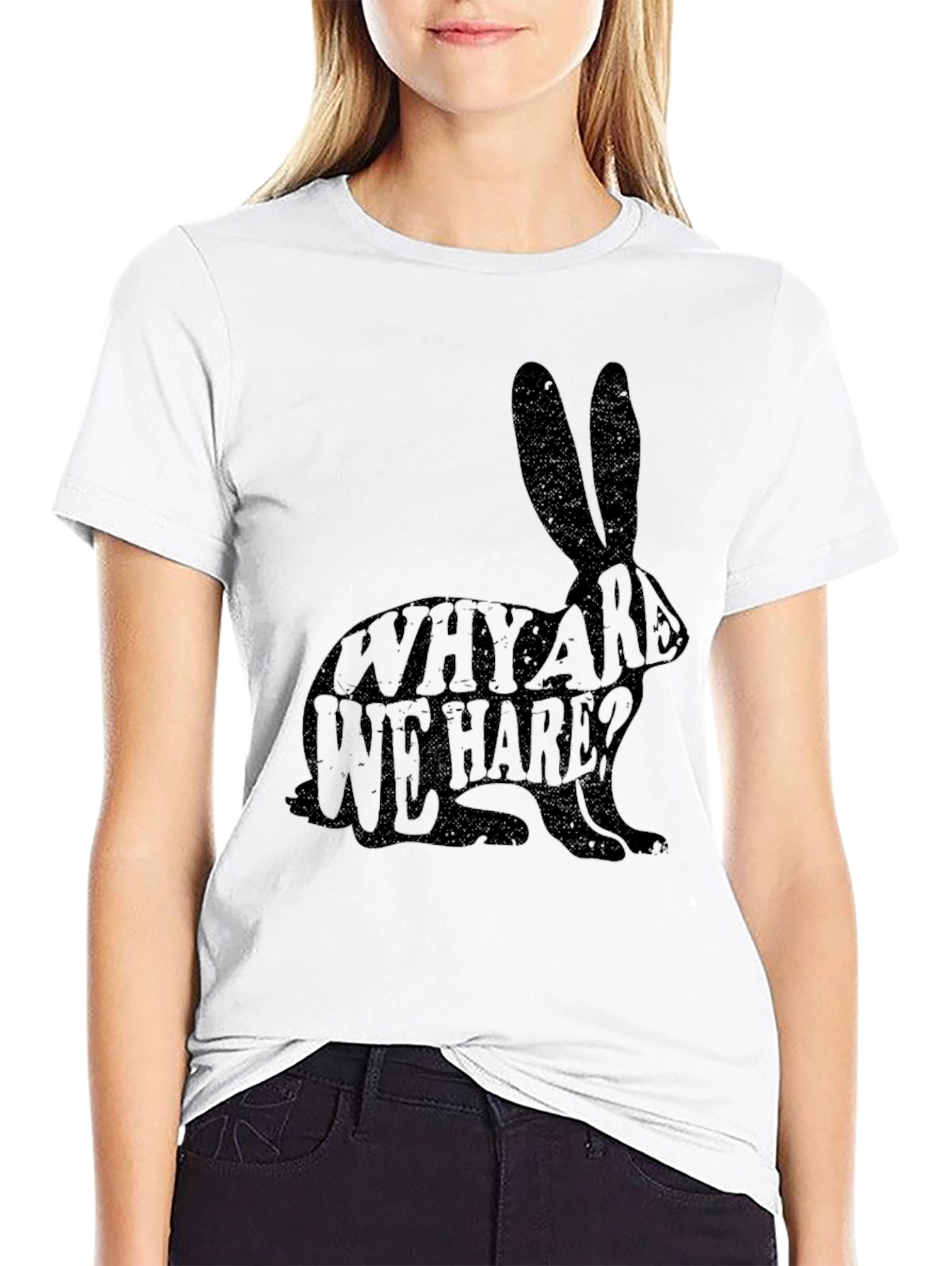 Why Are We Hare? Novelty Black T-Shirt