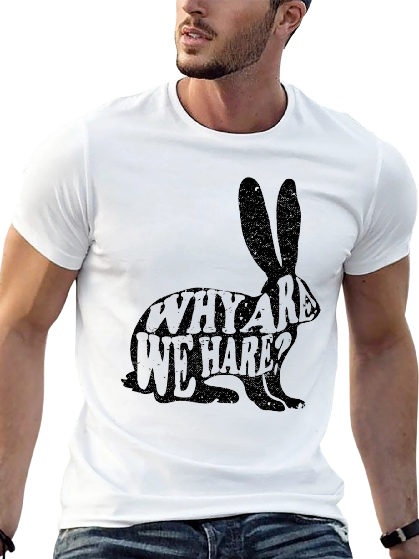 Why Are We Hare? Novelty Black T-Shirt