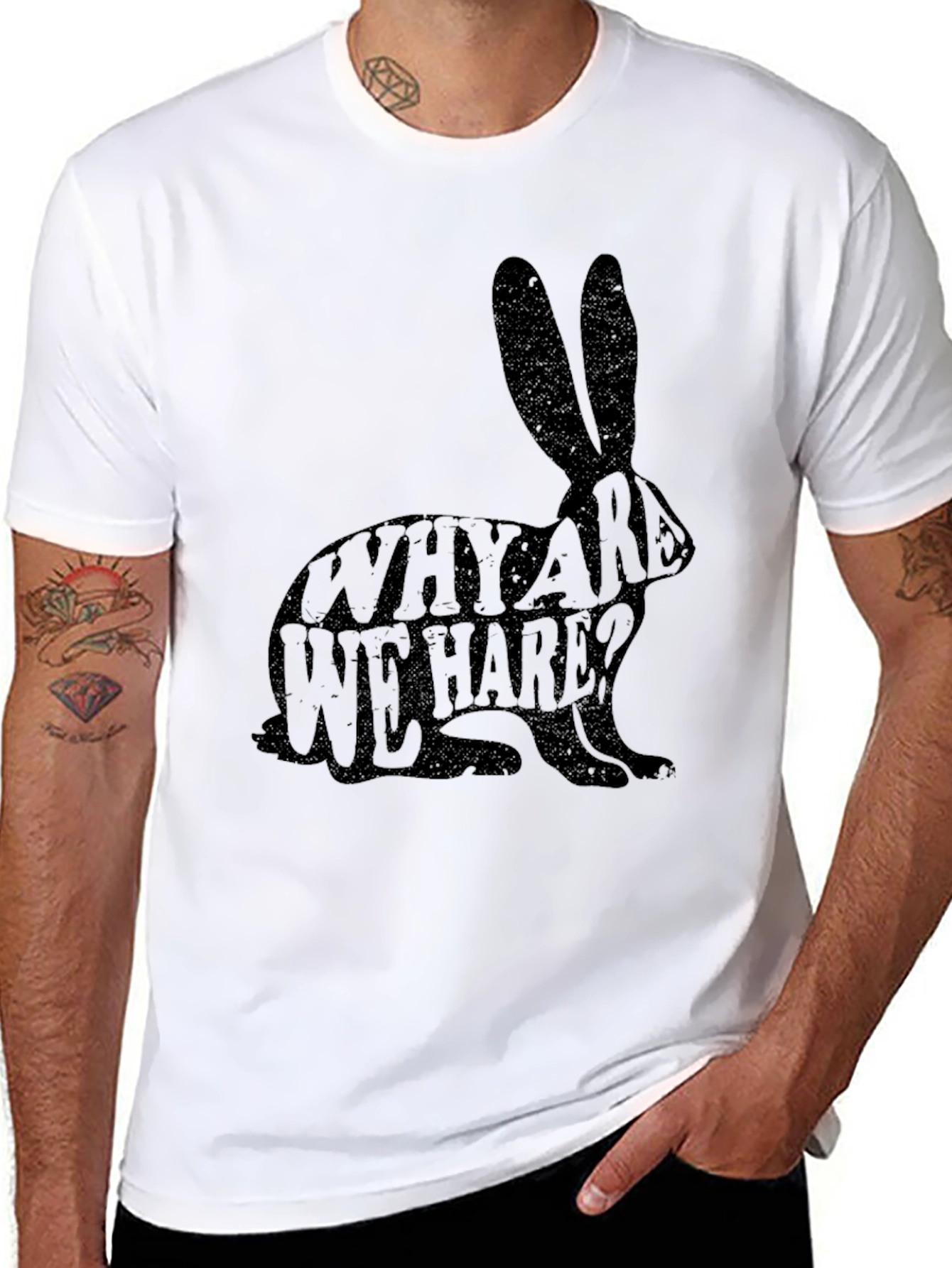 Why Are We Hare? Novelty Black T-Shirt
