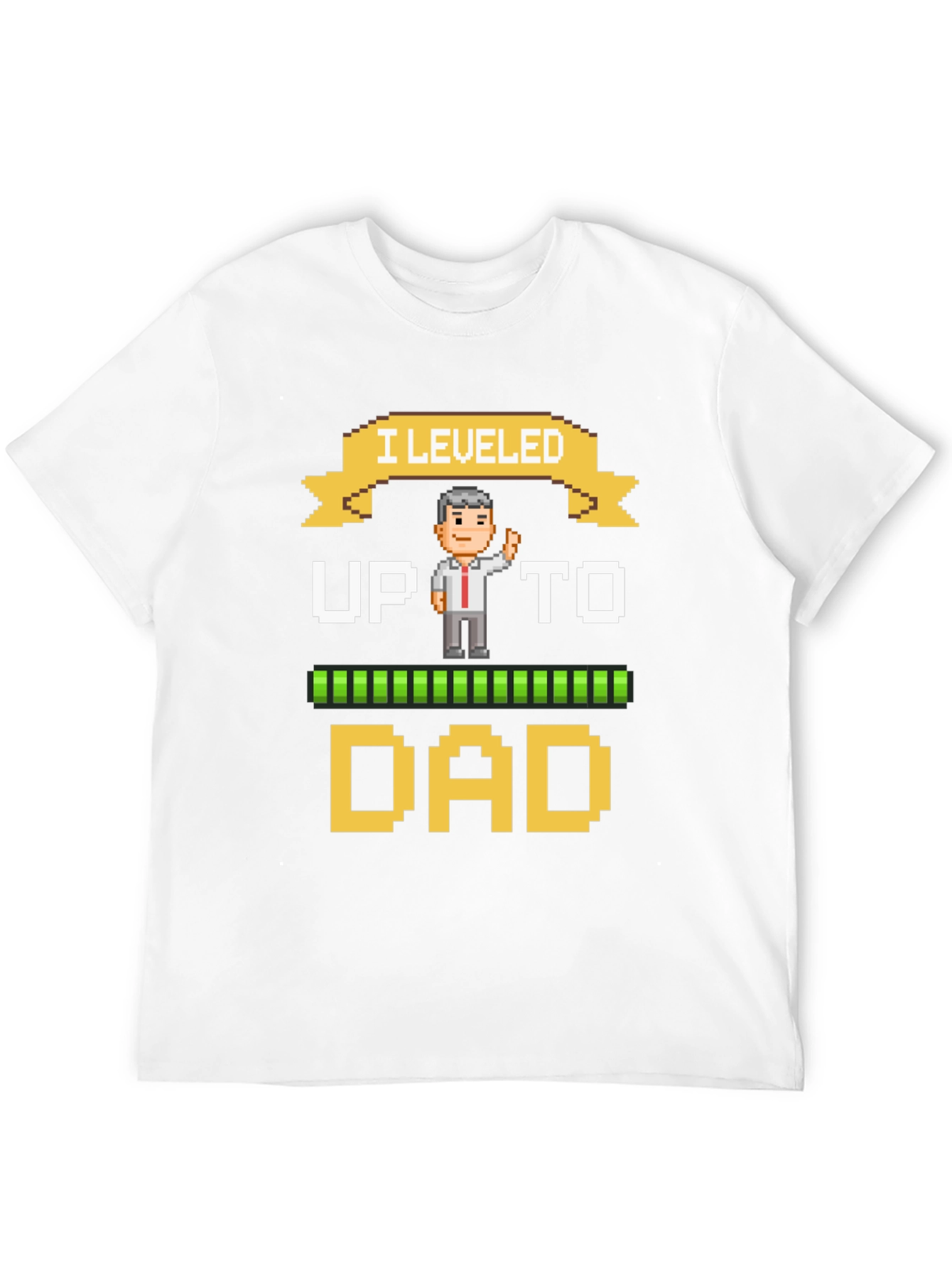 I Leveled Up To Dad Pixel Art Black T-Shirt