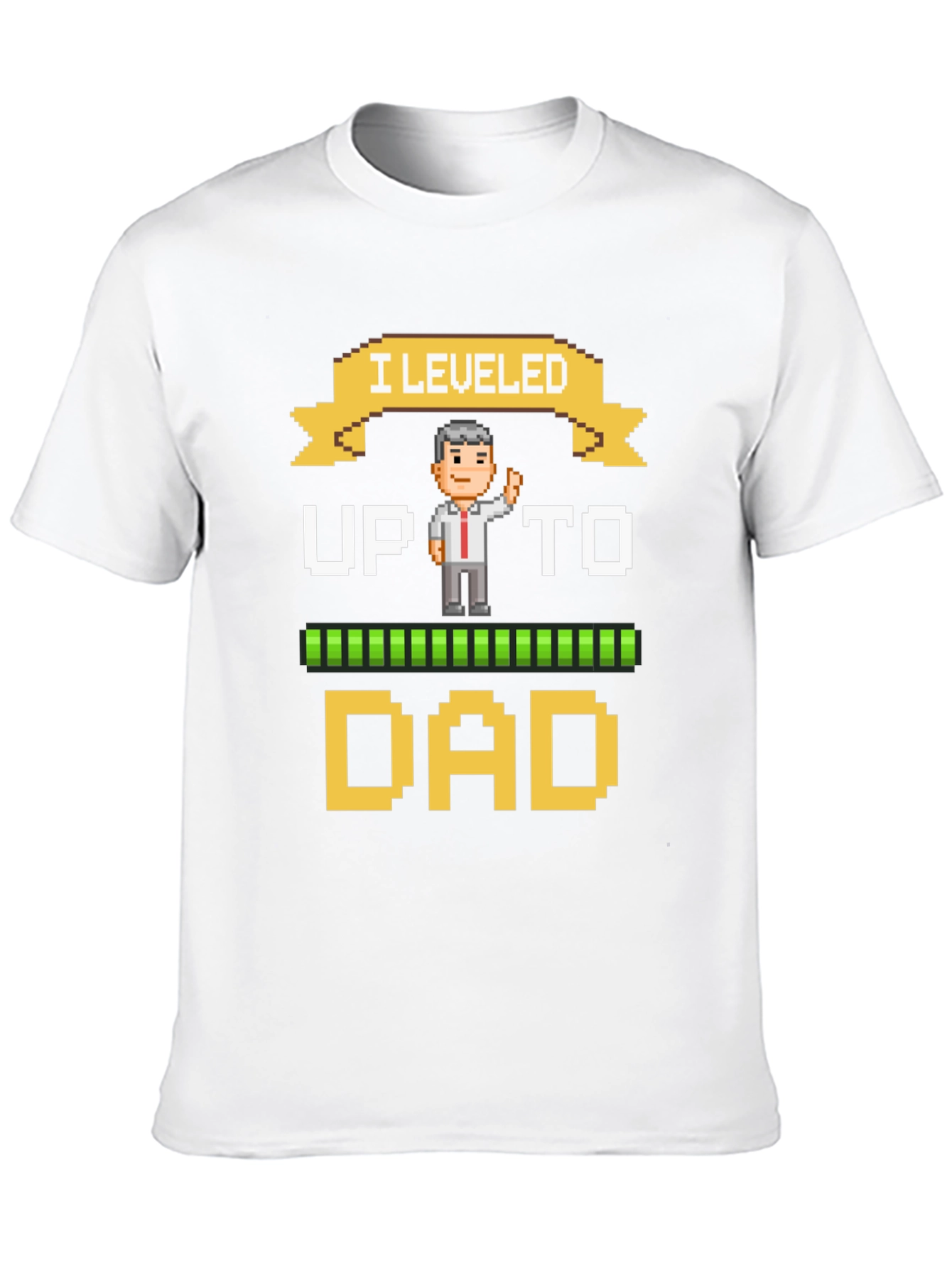I Leveled Up To Dad Pixel Art Black T-Shirt
