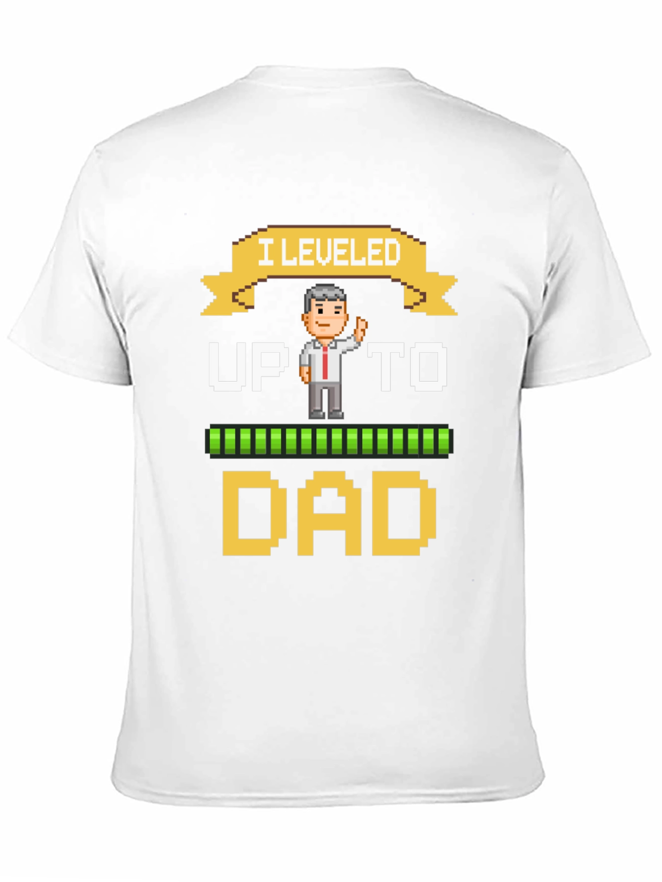 I Leveled Up To Dad Pixel Art Black T-Shirt