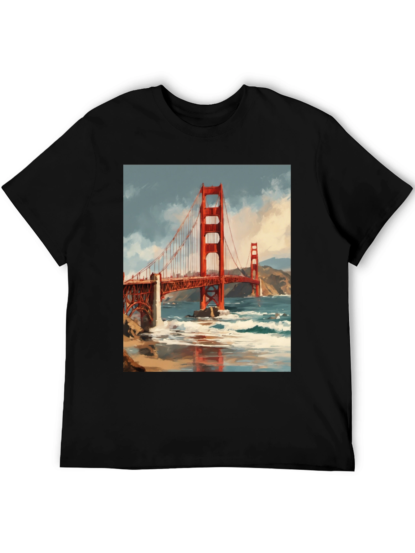 Golden Gate Bridge Graphic Tee - Black Cotton T-Shirt