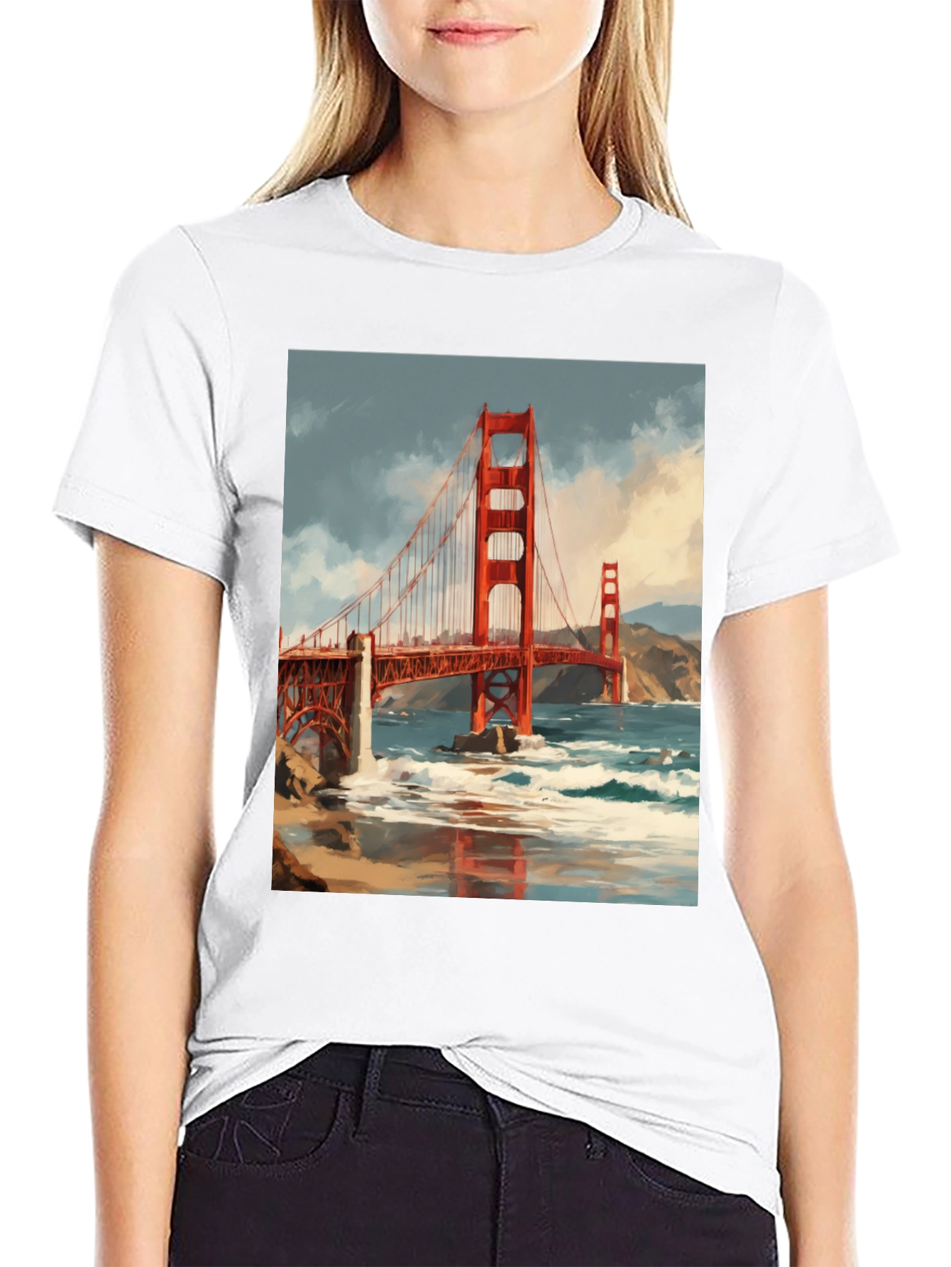 Golden Gate Bridge Graphic Tee - Black Cotton T-Shirt