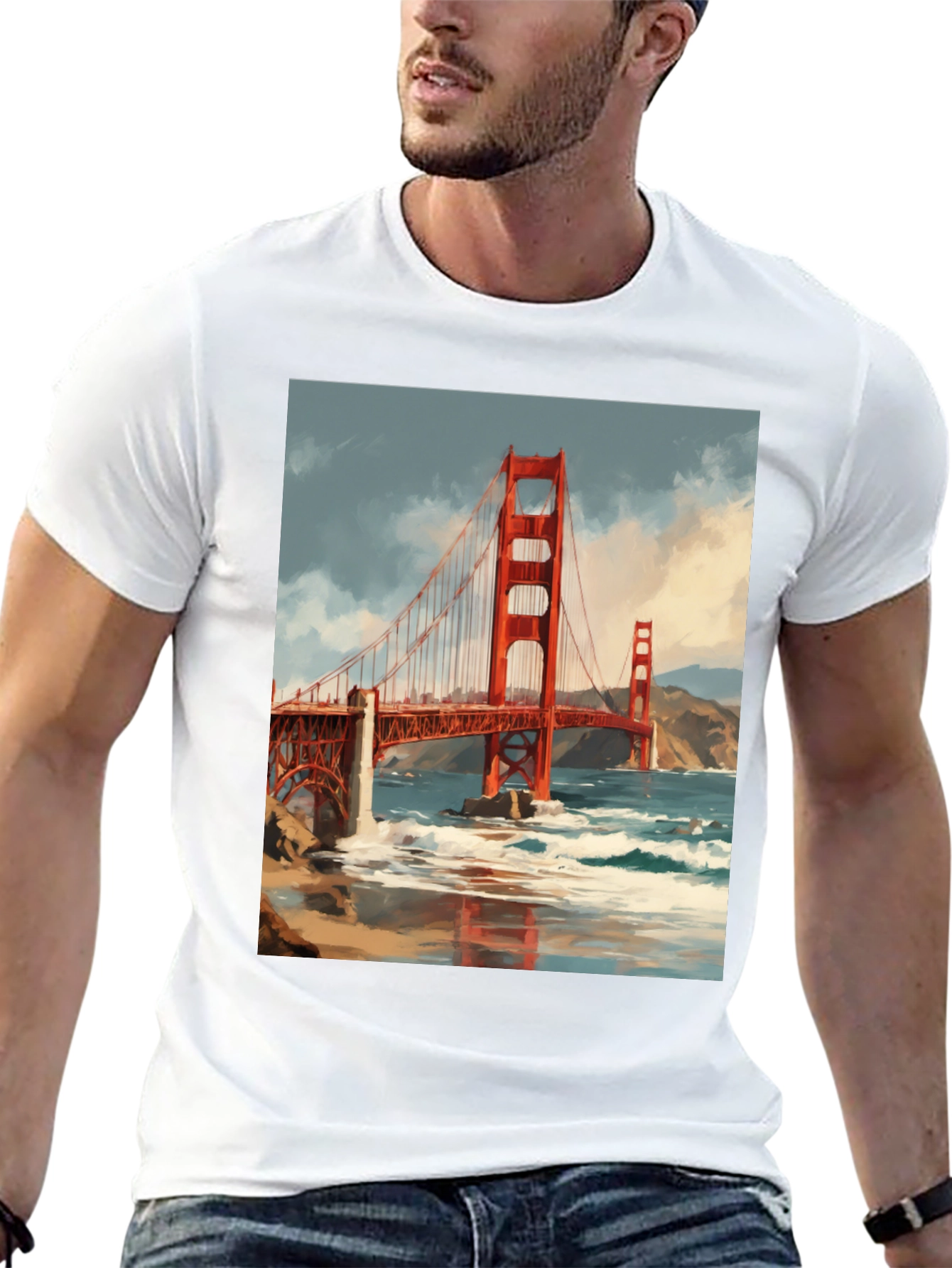 Golden Gate Bridge Graphic Tee - Black Cotton T-Shirt
