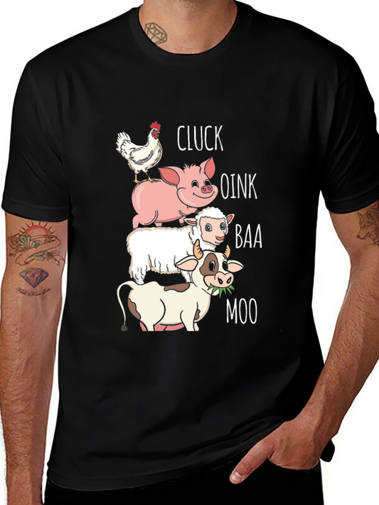 Farm Animal Sound Stack T-Shirt - Cluck Oink Baa Moo