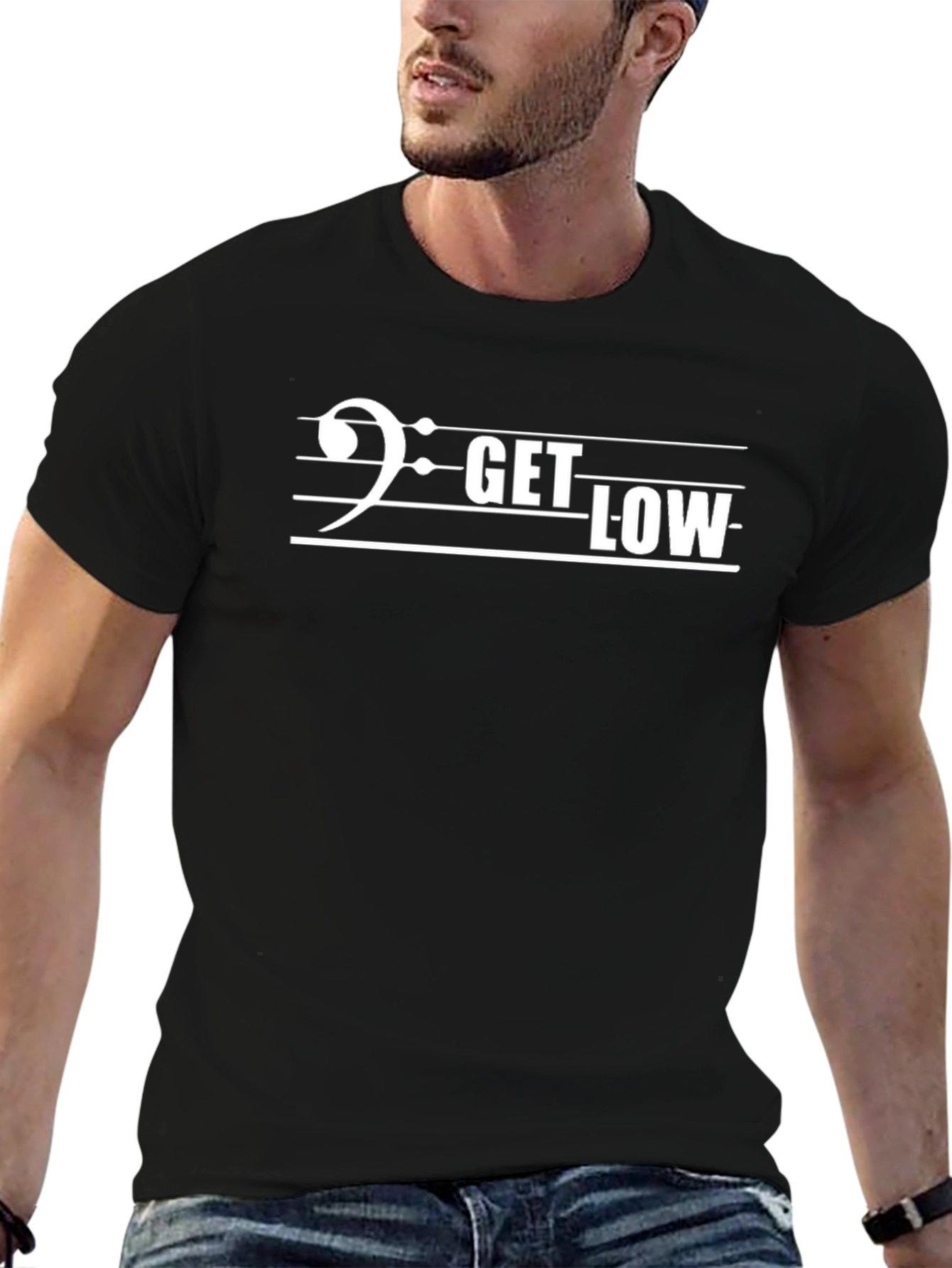 Get Low Music Tee - Stylish Bass Clef T-Shirt