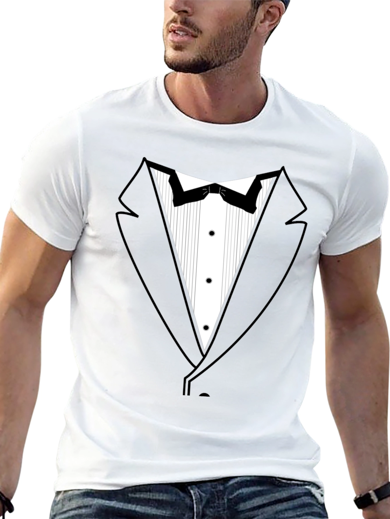 Tuxedo Print Black T-Shirt: Formal Fun!
