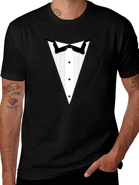 Tuxedo Print Black T-Shirt: Formal Fun!