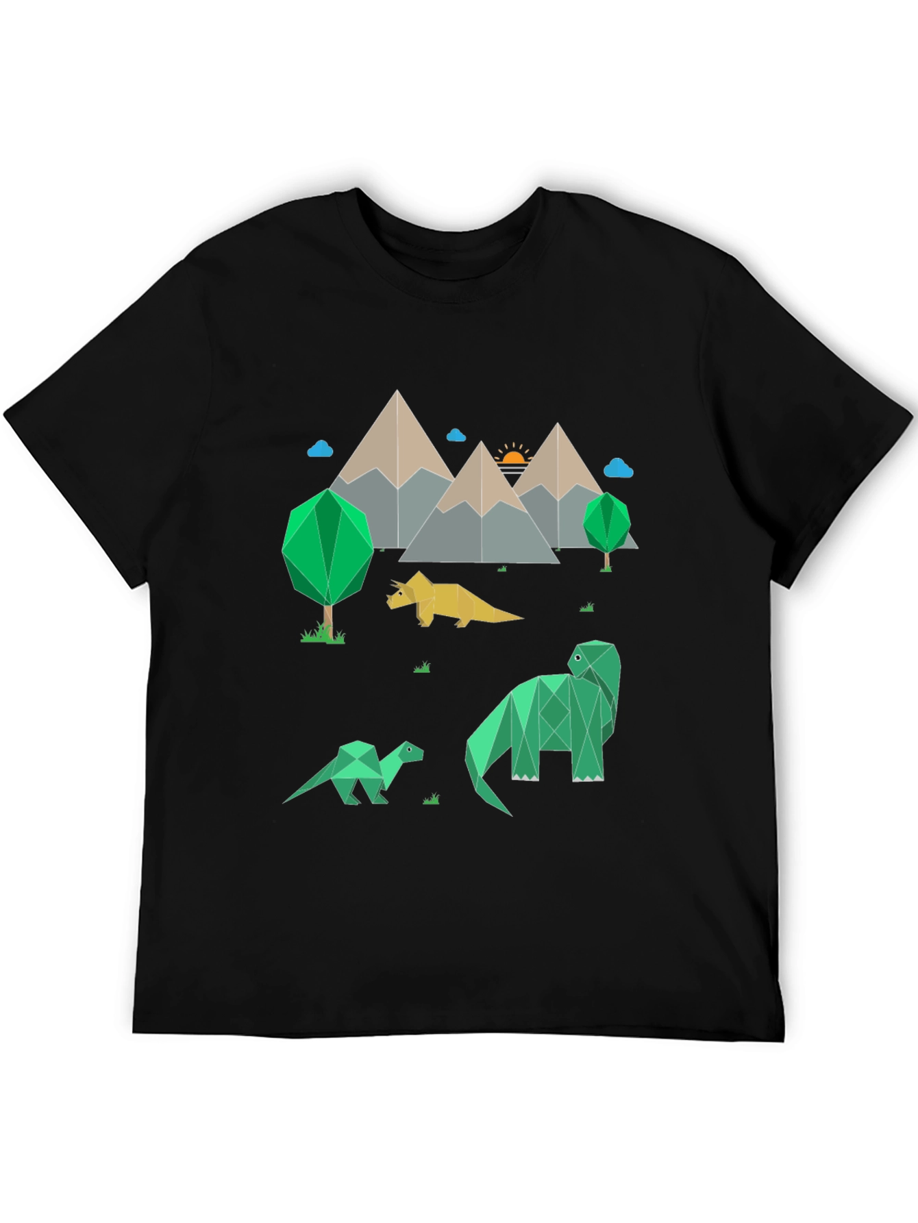 Geometric Dinosaur Landscape Graphic Tee