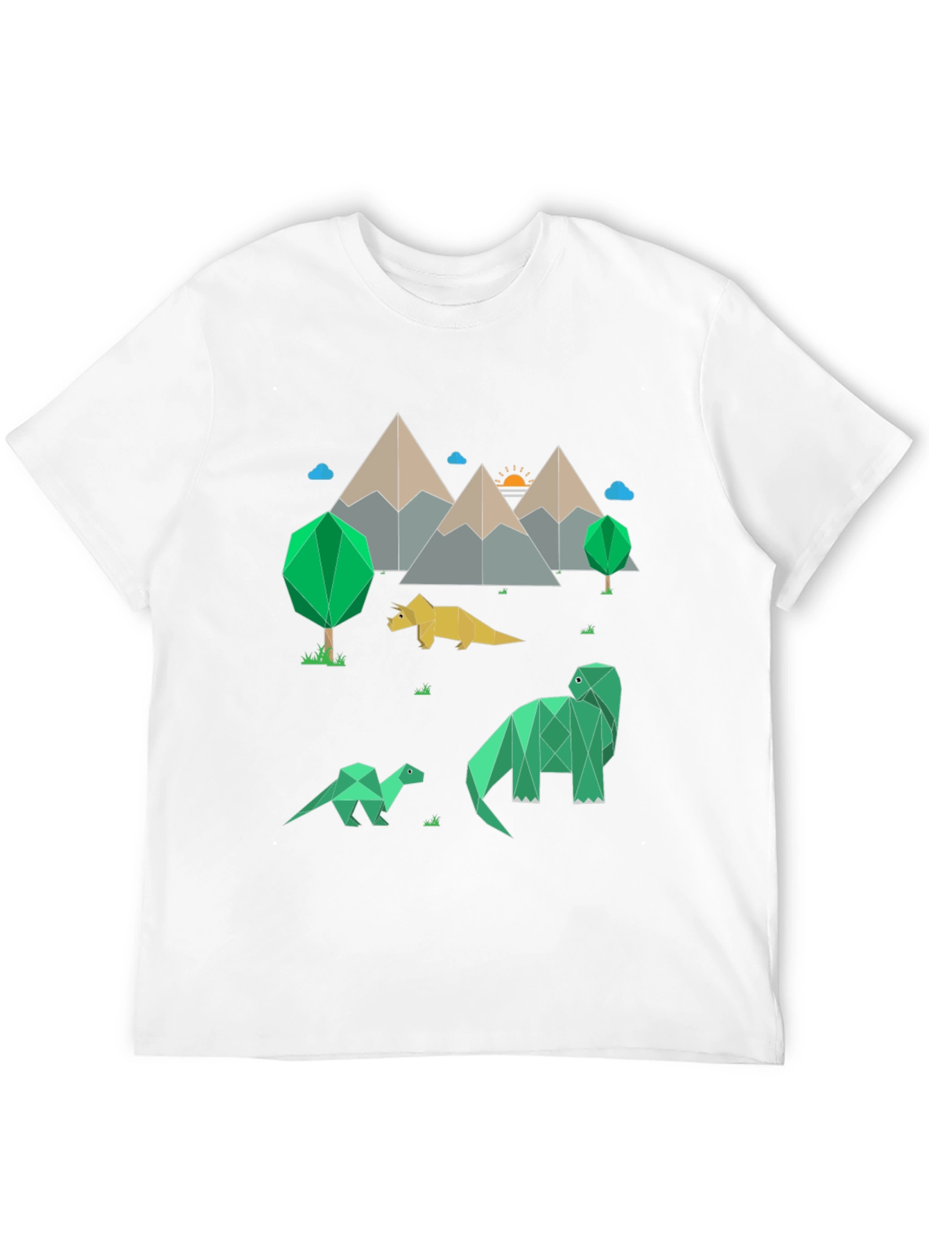 Geometric Dinosaur Landscape Graphic Tee