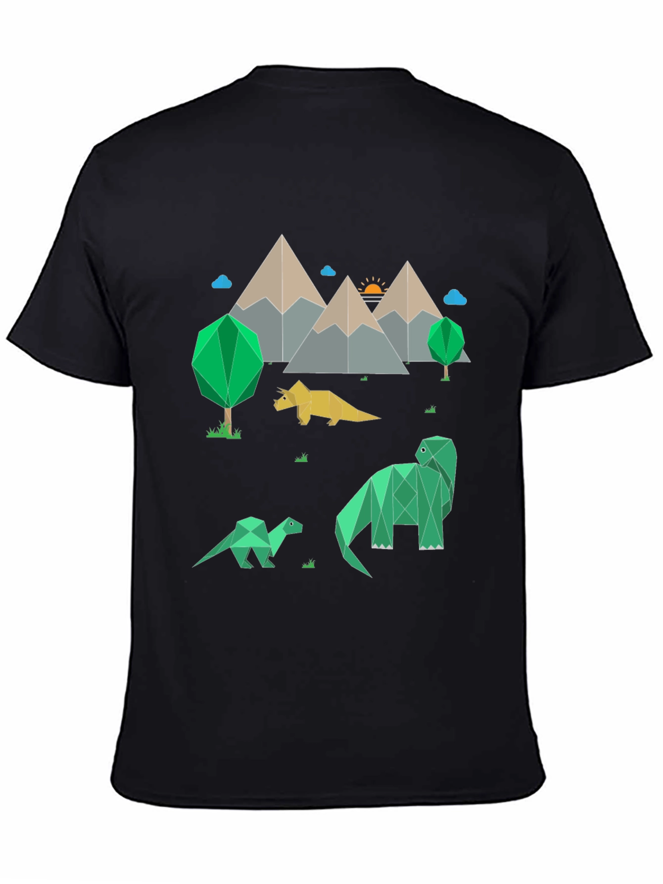 Geometric Dinosaur Landscape Graphic Tee