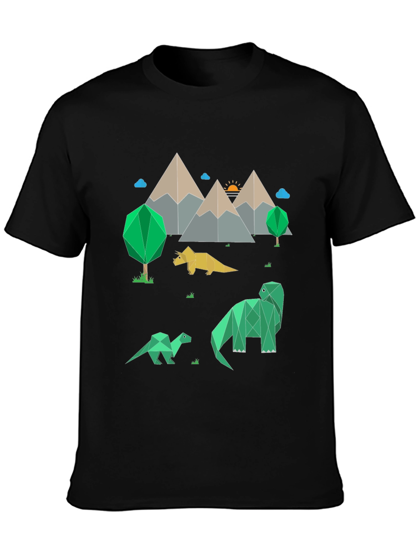 Geometric Dinosaur Landscape Graphic Tee