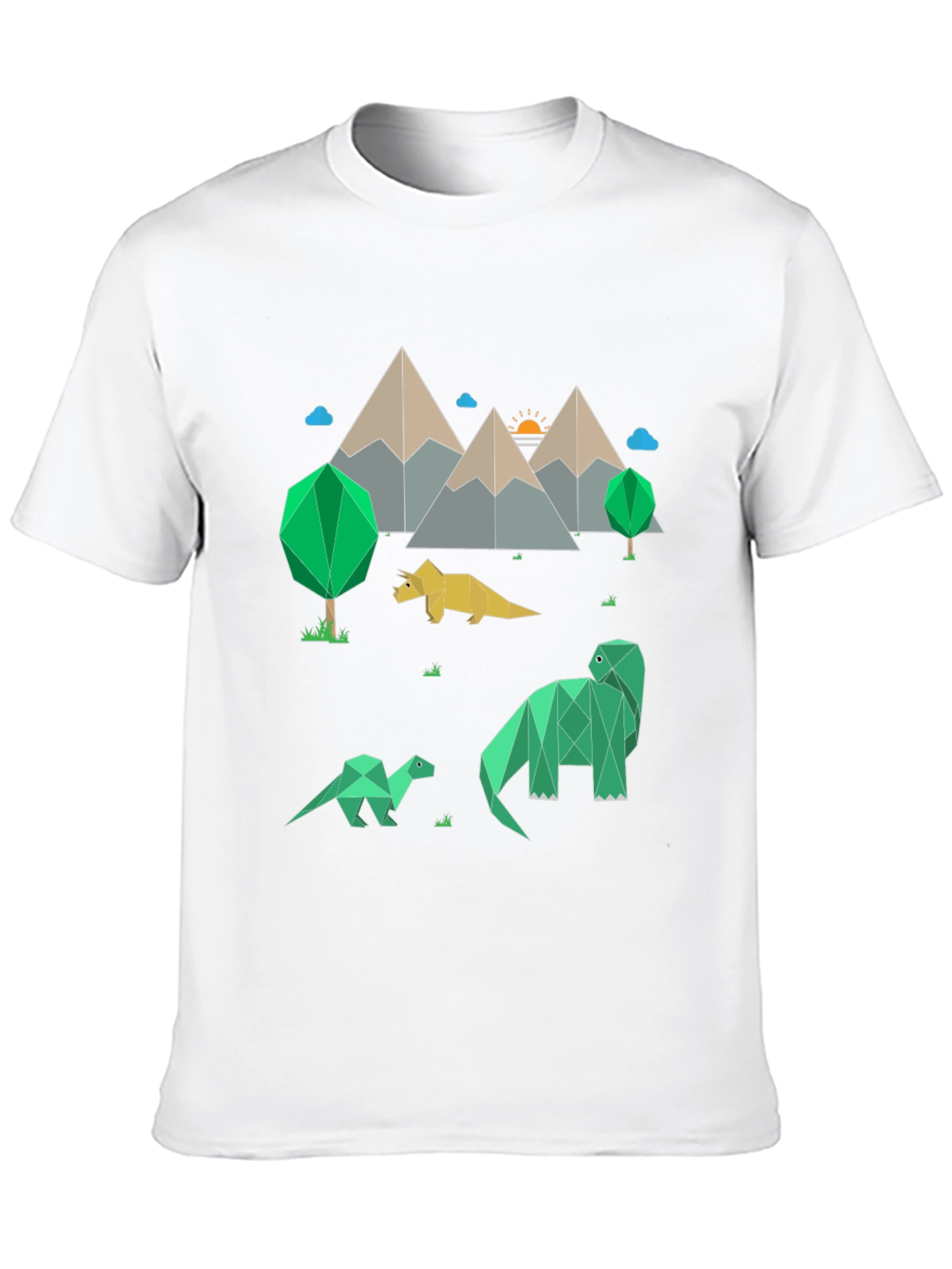 Geometric Dinosaur Landscape Graphic Tee