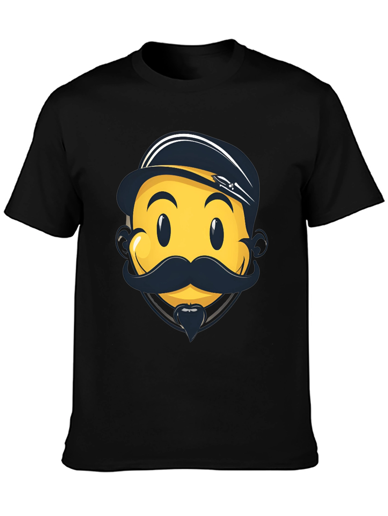 Emoji Captain Graphic Tee - Black Cotton Comfort