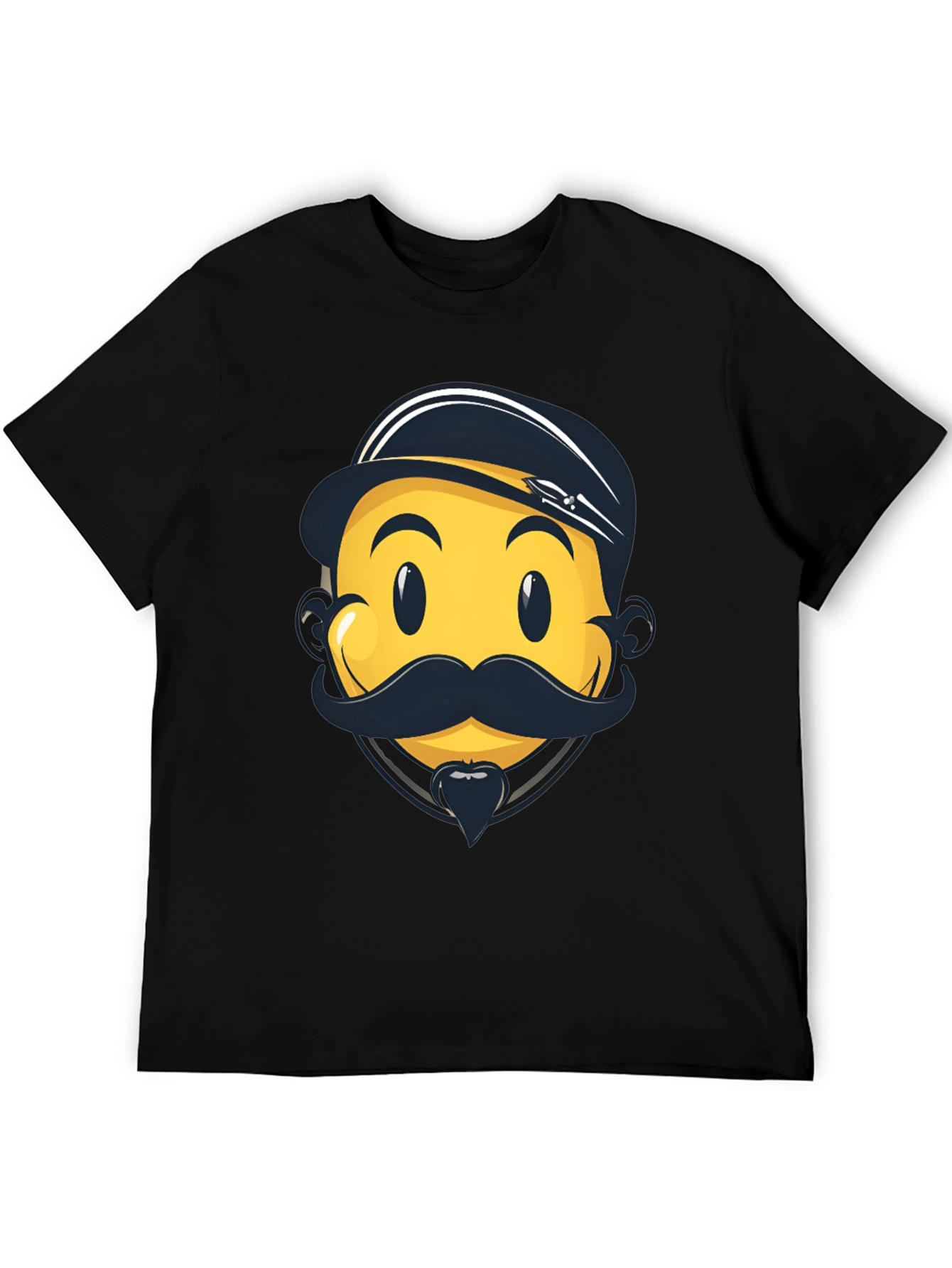 Emoji Captain Graphic Tee - Black Cotton Comfort