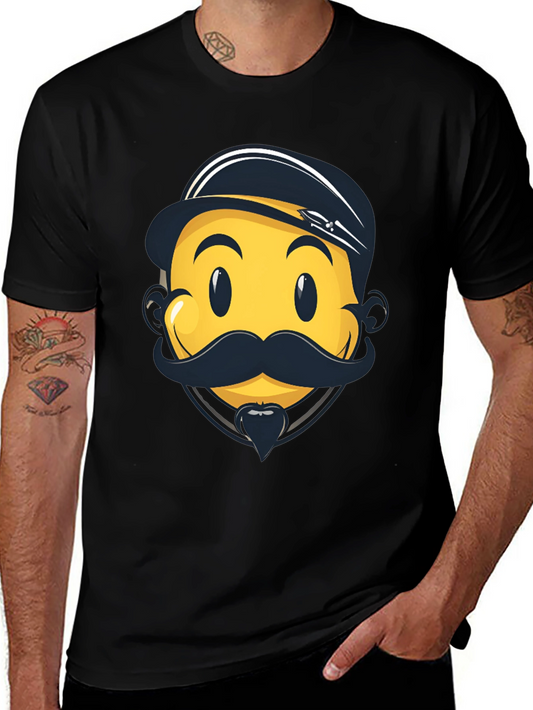 Emoji Captain Graphic Tee - Black Cotton Comfort