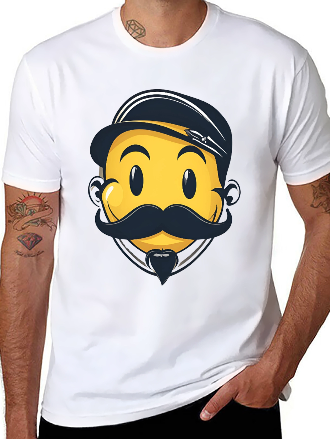 Emoji Captain Graphic Tee - Black Cotton Comfort